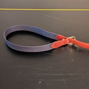 Vintage Coach Size 34 Navy Belt W/Leather And Brass